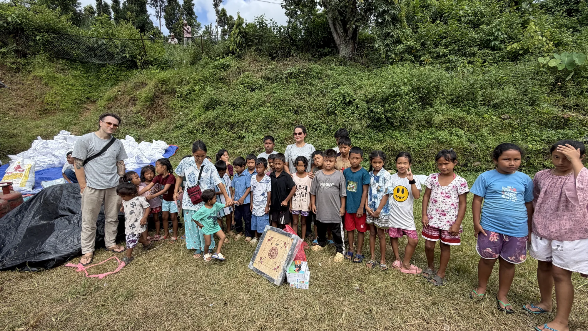 Standing with the children of the second holding center