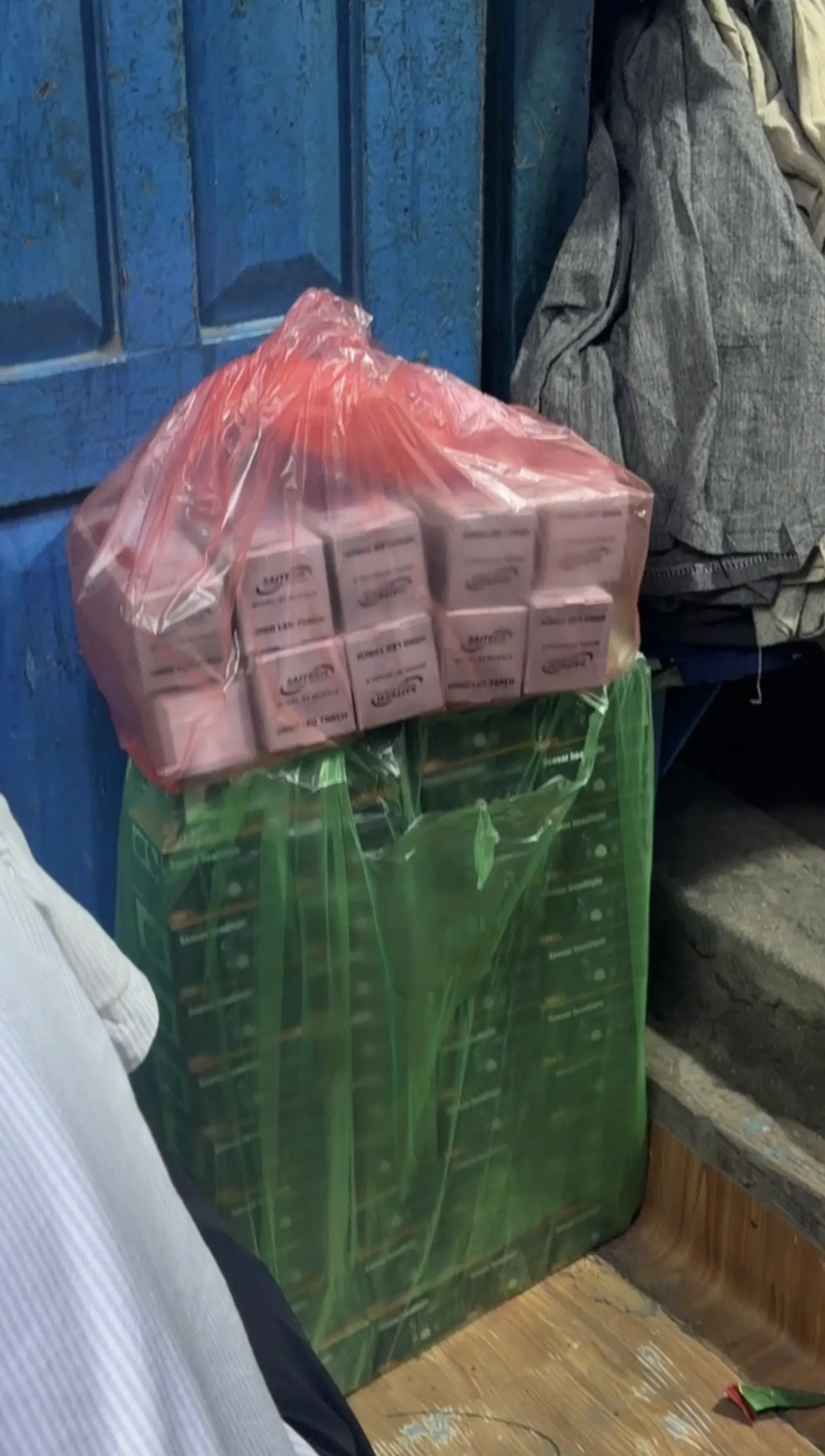 Solar lights packed for the holding centers