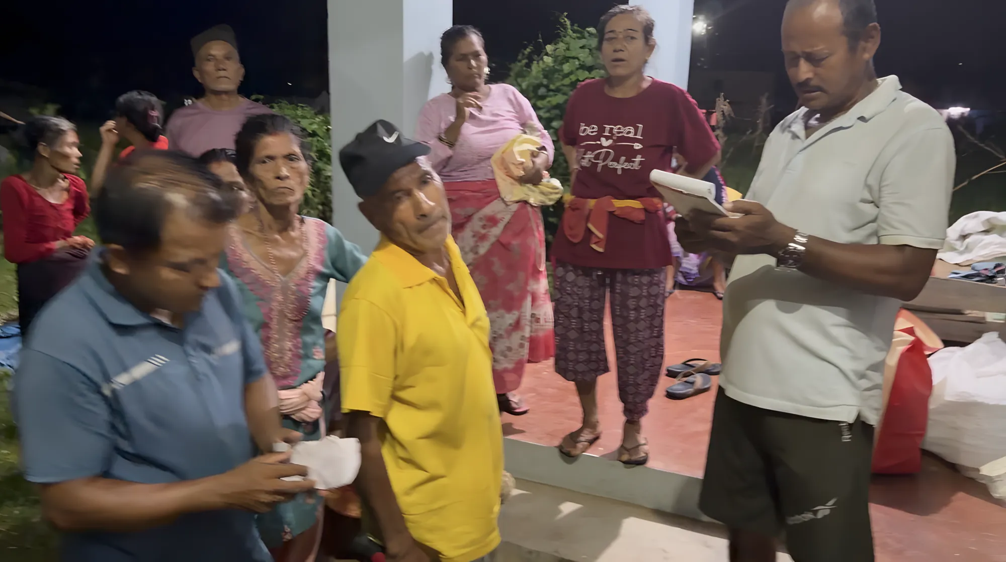 Registering families for distribution at night