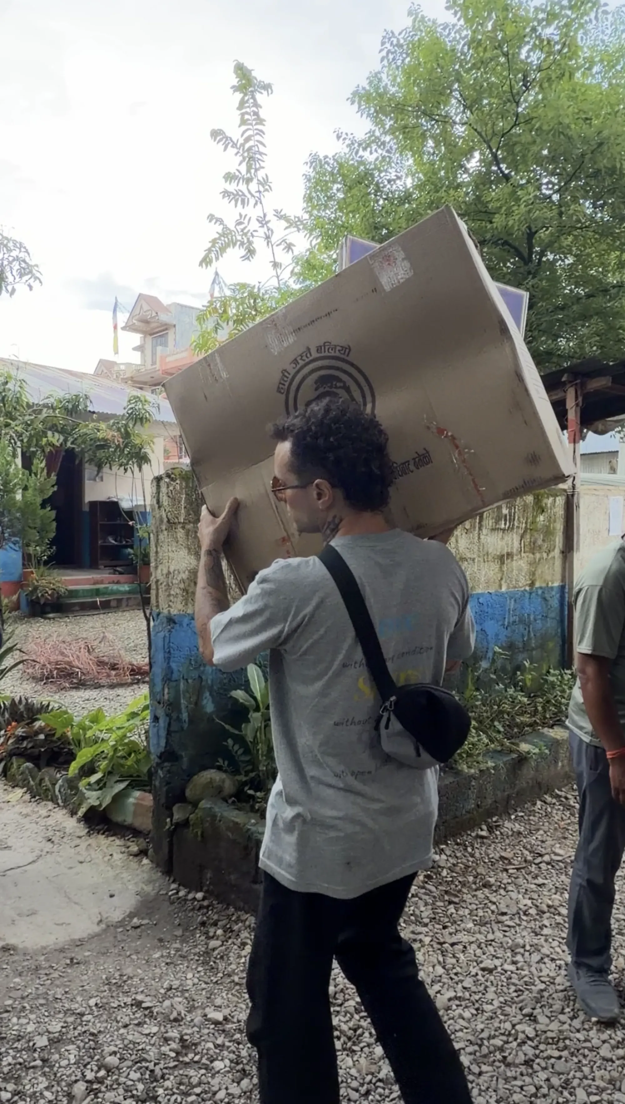 Carrying supplies to the drop-off point